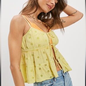 American eagle Tie Front Cami eyelet Tank Top